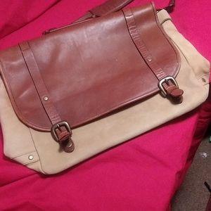 Unisex leather/ textile messenger bag